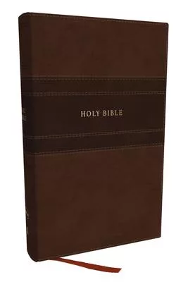NKJV Holy Bible, Personal Size Large Print Reference Bible, Brown, Leathersoft, 43,000 Cross References, Red Letter, Thumb Indexed, Comfort Print: New