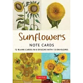 Sunflowers Note Cards- 12 Cards: 12 Blank Cards in 6 Designs with 12 Envelopes