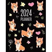 Corgi Planner 2024: Daily Organizer: January-December (12 Months) Beautiful Agenda with Adorable Dogs