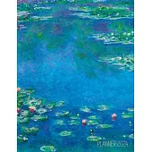 Claude Monet Daily Planner 2024: Water Lilies Painting Artistic French Impressionism Art Flower Organizer