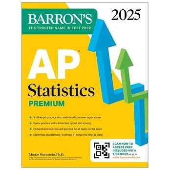 AP Statistics Premium, 2025: 9 Practice Tests + Comprehensive Review + Online Practice