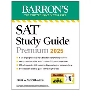 SAT Premium Study Guide 2025: 5 Practice Tests + Comprehensive Review + Online Practice