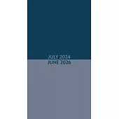 Navy Duotone Academic July 2024 - June 2026 2-Year Pocket Planner