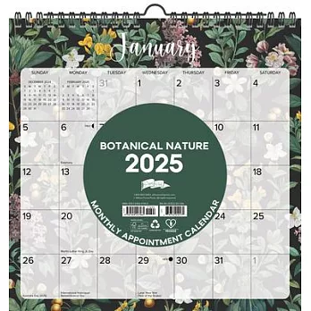 Botanical Nature 2025 12 X 12 Spiral Wall Calendar