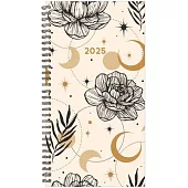 2025 3.5 X 6.5 Floral Moon Softcover Weekly Spiral Planner