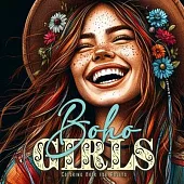 Boho Girls Coloring Book for Adults: Girl Portraits Coloring Book - Boho Coloring Book for Adults Hippie - Hairstyles Coloring Book for Teenagers