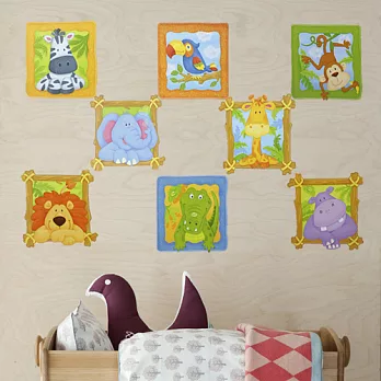 兒童房間裝飾壁貼-動物方格款