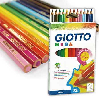 【義大利 GIOTTO】MEGA六角胖彩色鉛筆(12色)