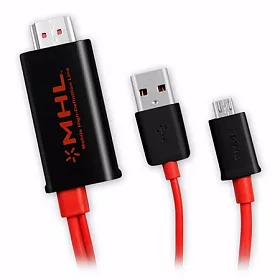 博客來 aibo microusb to hdmi mhl行動高畫質影音傳輸線 2m紅色 黑色