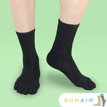 sunair 滅菌除臭襪子-中筒五趾襪 (L25~29) (黑)