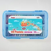 【Pentel】特大粉蠟筆PP盒36色 藍