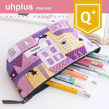 uhplus Q-plus寬底筆袋/ 屋頂上的貓