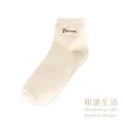 【和諧生活有機棉】短襪                              灰棕刺繡 25-27