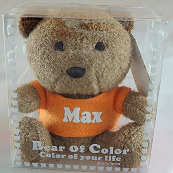 英文名繽紛熊-Max-橘色衣服-白色字