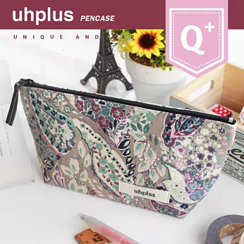 uhplus Q-plus寬底筆袋/ 葉子們的捉迷藏