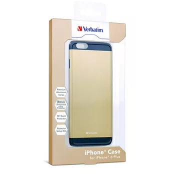 Verbatim 威寶 iPhone 6 Plus 5.5吋 鋁合金手機保護殼(附贈9H鋼化玻璃螢幕保護貼)-金色x1
