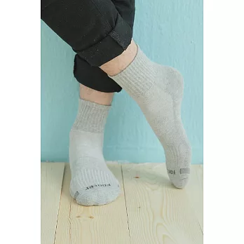 【Footer除臭襪】單色運動逆氣流氣墊襪T11(男款)L                             淺灰