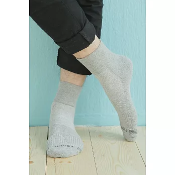 【Footer除臭襪】寬口運動逆氣流氣墊襪T12(男款)L                             淺灰色