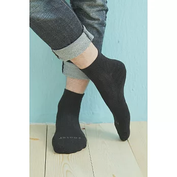 【Footer除臭襪】輕壓力氣墊機能除臭襪T95(男款)L                             黑色