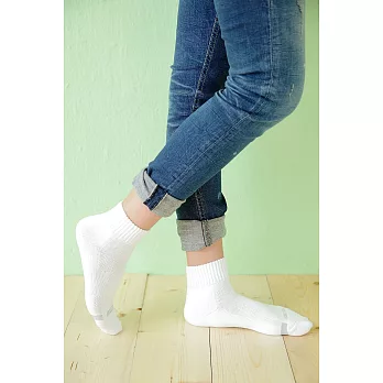 【Footer除臭襪】素面運動逆氣流氣墊襪T91(女款)M                             白色