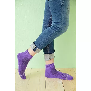 【Footer除臭襪】素面運動逆氣流氣墊襪T91(女款)M                             紫色