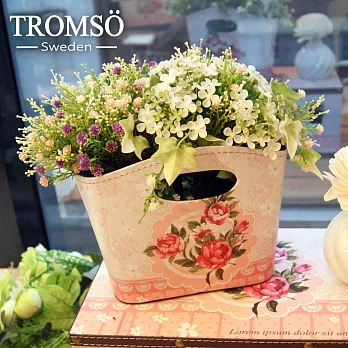 TROMSO皮革手提置物籃-粉紅玫瑰