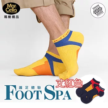 《瑪榭》Foot Spa系列．足弓腳踝加強舒適透氣機能男襪 - 台灣製L                             丈紅