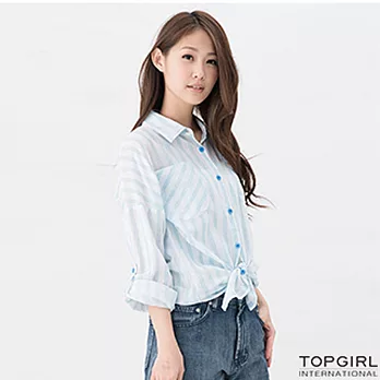 【TOP GIRL】柔嫩淺格紋襯衫-S淺藍