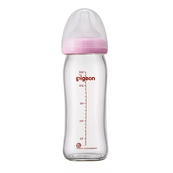 【Pigeon貝親】寬口母乳實感玻璃奶瓶240ml/粉