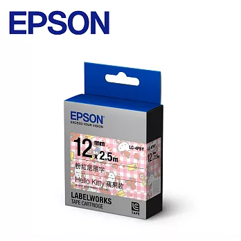 EPSON 愛普生 LC-4PBY C53S625060 標籤帶 (Hello kitty 12mm) 蘋果款 粉紅底黑字