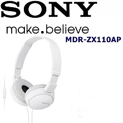 SONY MDR─ZX110AP 好音質 隨身便攜耳罩式I Phone 安卓 手機專用耳機 新力公司貨.保固一年 純真白