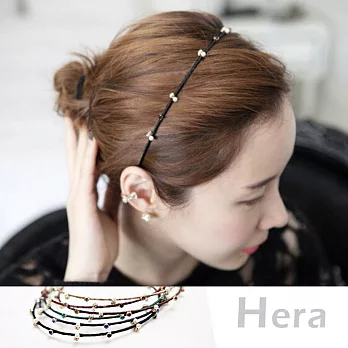 【Hera】赫拉 韓款氣質綴鑽珍珠細版頭箍/髮箍(三色)藍色