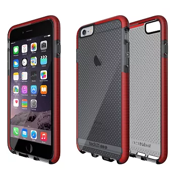 Tech21 英國超衝擊 Evo Mesh iPhone 6/6S Plus 防撞軟質保護殼 - 透黑紅