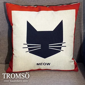 TROMSO-品味英倫棉麻抱枕/素顏貓咪