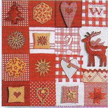 《Paper+Design》餐巾紙-Patchwork red & white紅白拼布