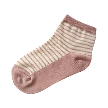 【和諧生活有機棉】兒童條紋短襪 14~17灰紅