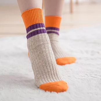 蒂巴蕾流行女棉襪-拼色條紋                              橘