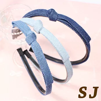 【SJ】氣質平蝶結丹寧牛仔造型髮箍-天藍