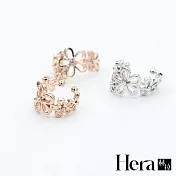 【Hera】赫拉 水鑽裸雕花朵無耳洞耳環/耳扣/耳骨夾-2色(二顆入)金色