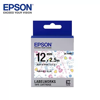 EPSON愛普生 LK-4WBY C53S654448標籤帶(Kitty12mm )甜心款白黑