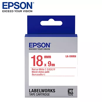 EPSON 愛普生LK-5WRN C53S655402標籤帶(一般18mm )白紅
