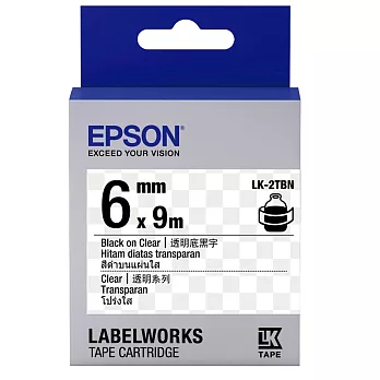EPSON LK-2TBN C53S652404標籤帶(透明6mm )透明黑