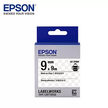 EPSON LK-3TBW C53S653411標籤帶(高黏9mm )透明黑