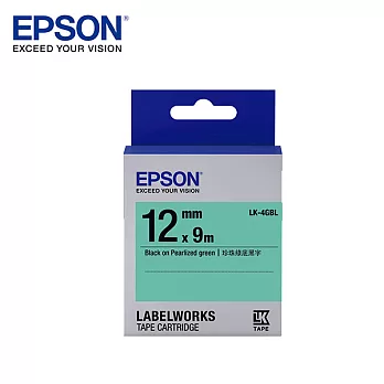 EPSON 愛普生LK-4GBL C53S654419標籤帶(珍珠12mm )綠黑