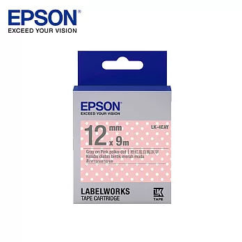 EPSON 愛普生LK-4EAY C53S654424標籤帶(點紋12mm )粉紅/白點灰