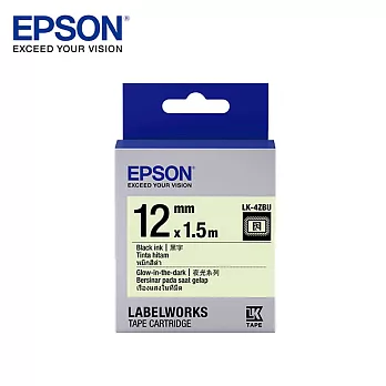 EPSON 愛普生LK-4ZBU C53S654428標籤帶(夜光12mm )白黑