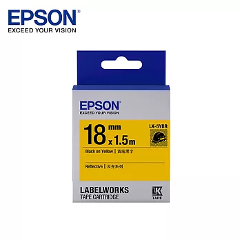 EPSON 愛普生LK-5YBR C53S655417標籤帶(反光18mm )黃黑