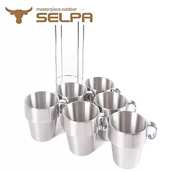 【韓國SELPA】不鏽鋼雙層馬克杯六入組