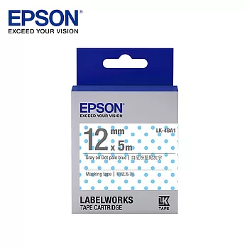 EPSON 愛普生LK-4BA15 C53S654433標籤帶(和紙12mm )粉藍/透明灰Gray 灰字