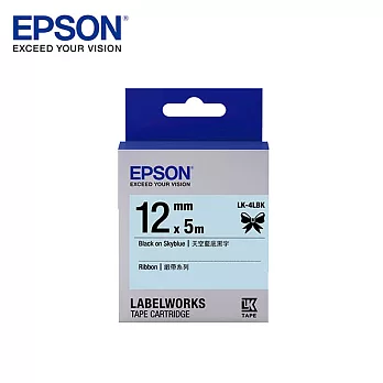 EPSON 愛普生LK-4LBK C53S654437標籤帶(緞帶12mm )天空藍黑Black 黑字